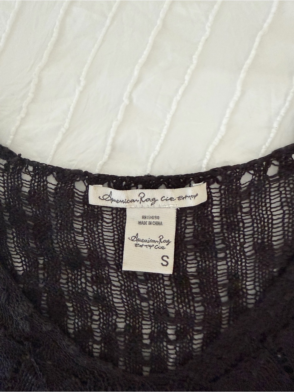 American Rag Black Knit Lace Long Sleeve Top - Picture 2 of 5
